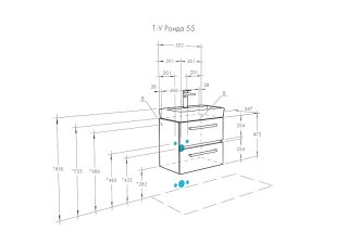 Тумба под раковину Акватон Ронда 55см дуб сомерсет/венге 1A207601RSC20
